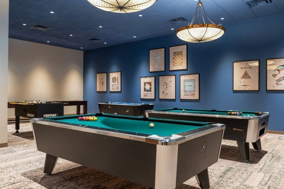 Game Room Showing Pool Table And Foosball