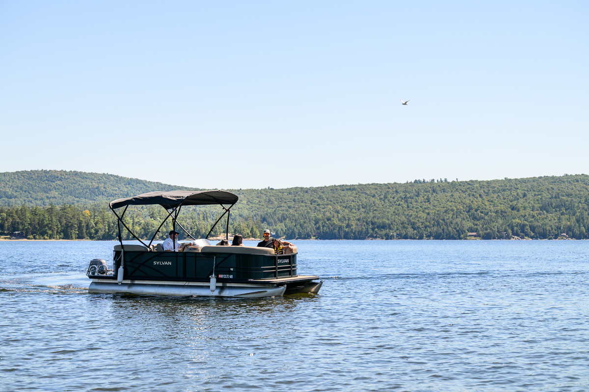 Pontoon Boat on Schroon Lake