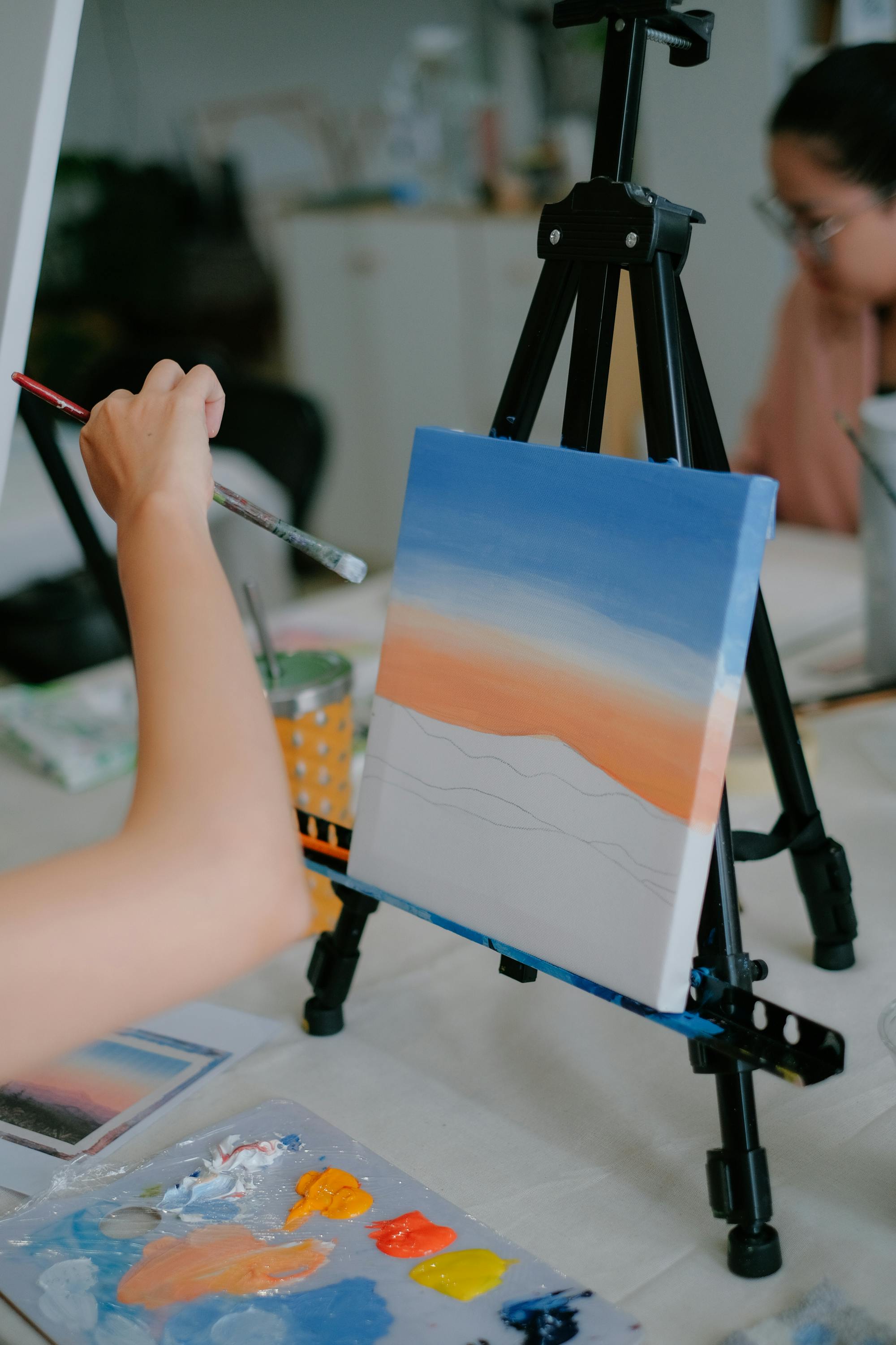 Paint Brush with an canvas and easel