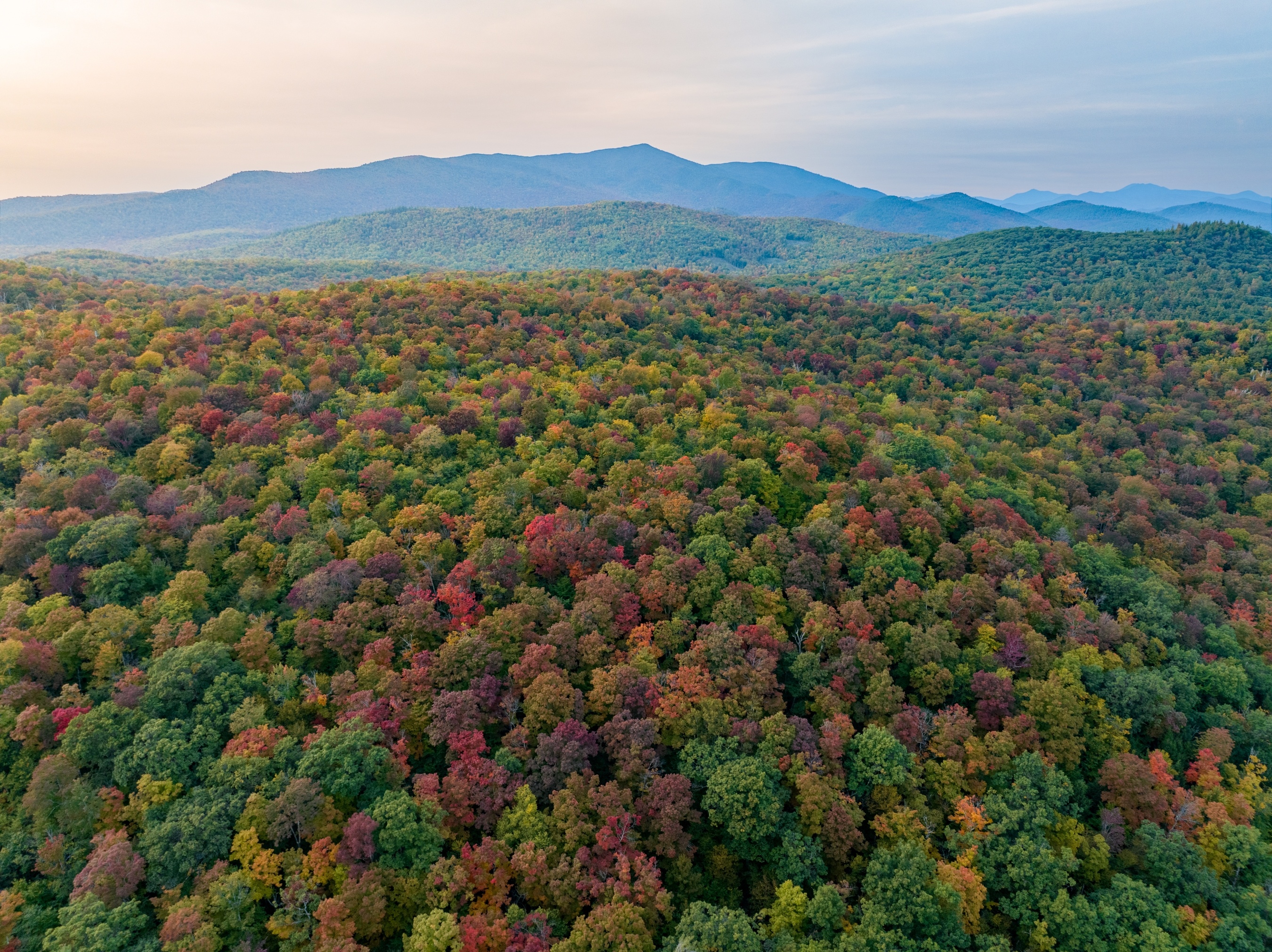 Adirondacks fall aerial view