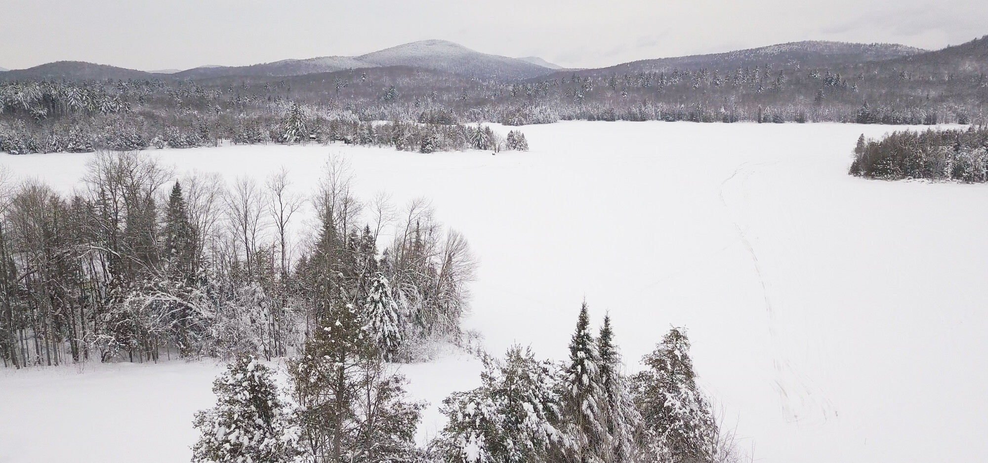 Schroon Lake Covered in Snow